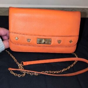 MCM Orange Leather Crossbody Bag